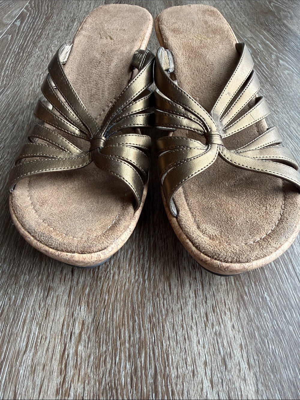 White Mt Bronze Y2K Wedge Sandals - Picture 7 of 8